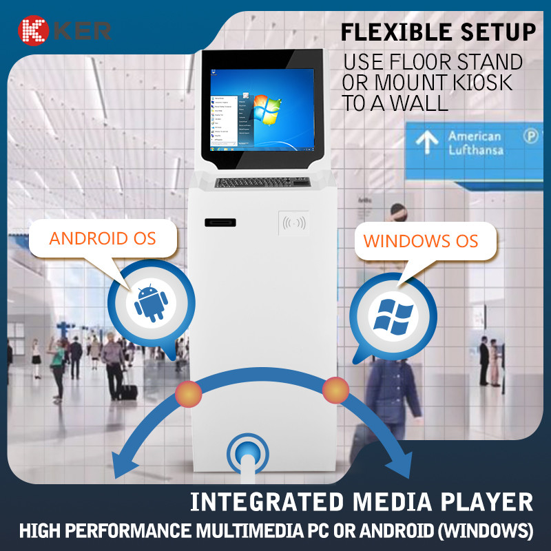 Latest company case about self service ticket kiosk capacitive touch screen with ticket printer 21.5 inch android lcd touch screen kiosk