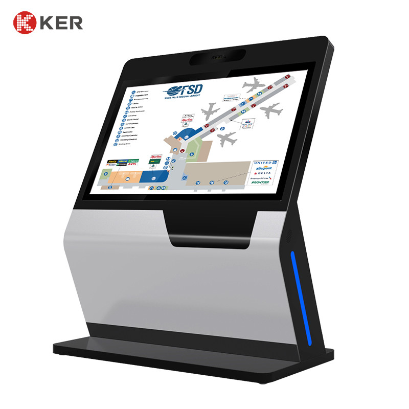 Latest company case about 55&quot; self service kiosk capacitive touch screen with ticket printer in airport\exhibition self service kiosk machine