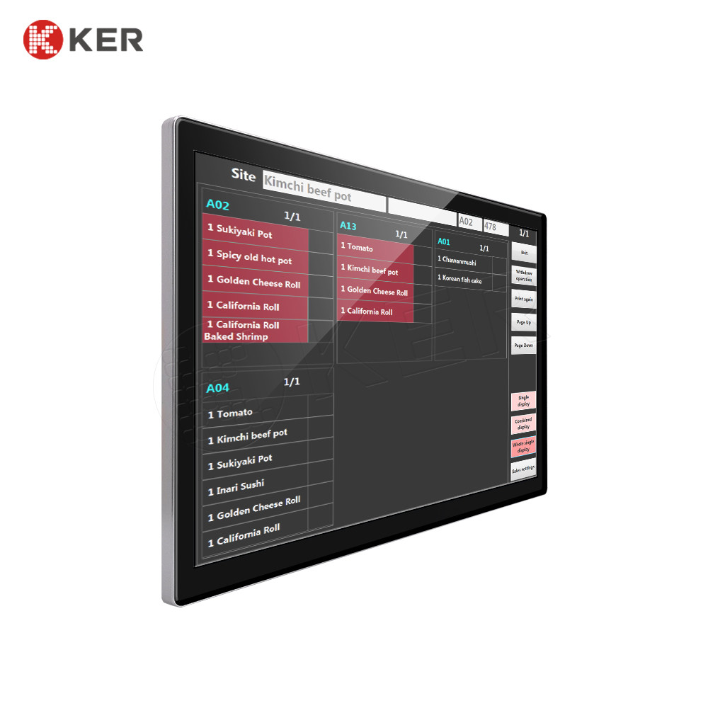 Latest company case about 32 wall mount digital signage kitchen display capacitive touch screen KDS restaurant menu for restaurant management system