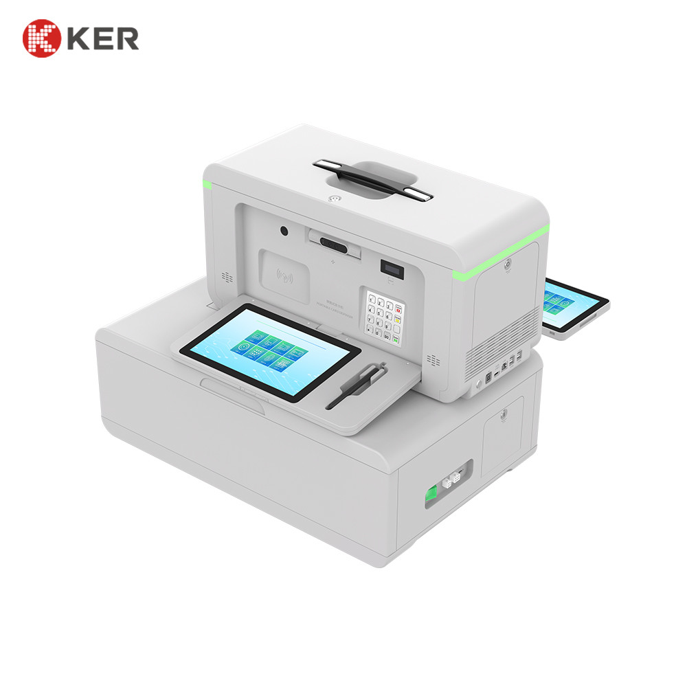 Latest company case about 10.1 inch Single-sided printing + indenting RFID ID card reading ID Card Printer Portable Card Dispenser Printer