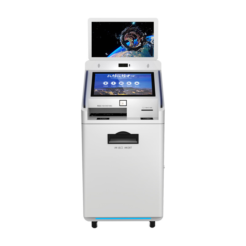 Latest company case about Hot selling 21.5+19 inches dual screen A4 scanner A4 printer touchscreen print kiosks self service cash payment kiosks